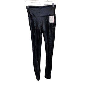 Spanx Faux Leather Leggings With Shaping Power Waistband Black  size S NWT